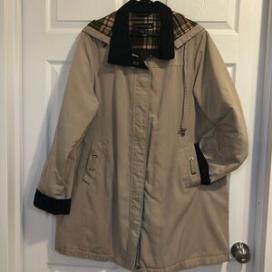 WEATHER TAMER Womens Beige ZIP, Snap Up Jacket Removable Hood Size  XL